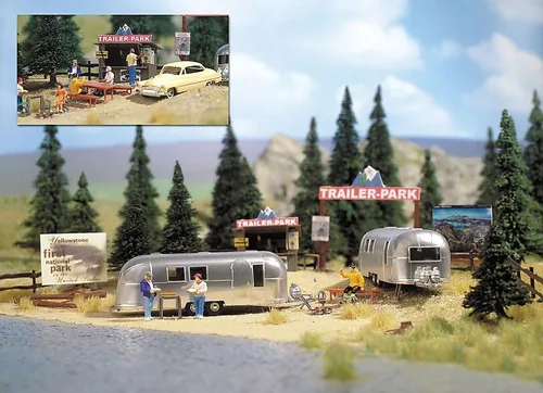 Vista 2 de Busch 1054 Camping Trailer Park Scn HO Scale Scenery Kit