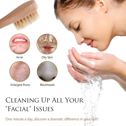 Vista 3 de Paquete de 2 mini cepillo seco, cepillo de cerdas naturales para cuerpo pequeño, cepillo exfoliante de limpieza facial para piel suave y otras áreas