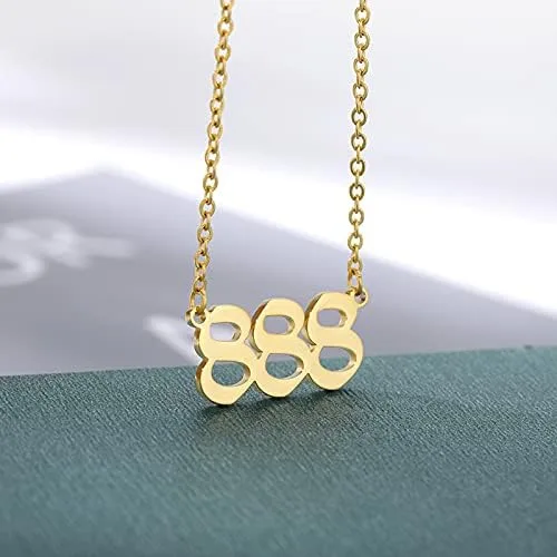 Vista 5 de LOYJOY - Collar con número de ángel 111, 222, 333, 444, 555, 666, 777, 888, 999, collar con dije de diablo, gargantilla para mujeres y hombres