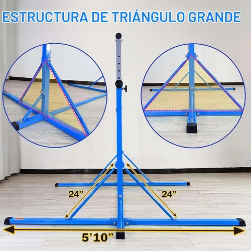 Vista 4 de Gymnastics Bar, 5'10” Base length 45" to 71" Adjustable Horizontal Bar for Serious Training, 500 LBS Capacity, Professional Home Gym Equipment with