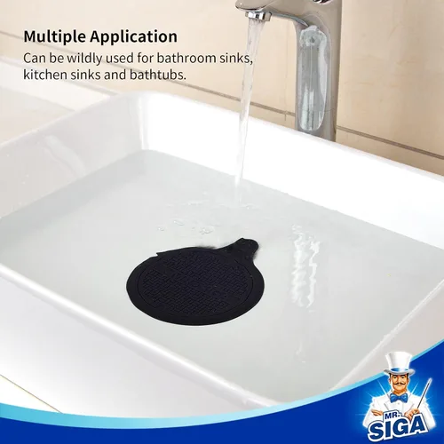 Vista 5 de MR.SIGA Tapón de silicona para bañera, tapón de drenaje para ducha, fregadero, 5.1 pulgadas de diámetro, negro, paquete de 3