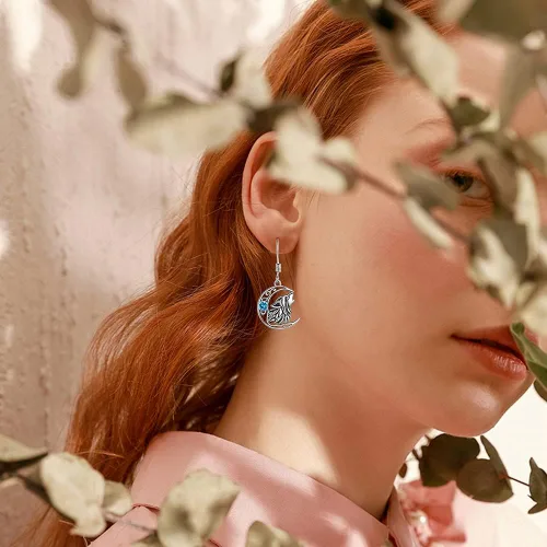 Vista 30 de POPKIMI Bonitos aretes colgantes de animales, joyería de animales, regalos de cumpleaños y Navidad para mujeres, aretes de ópalo de cristal de plata