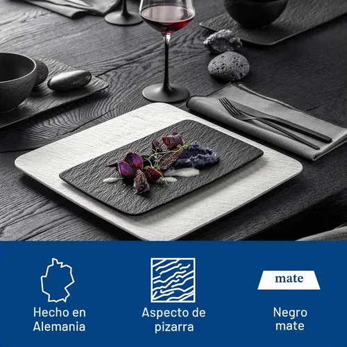 Vista 3 de Villeroy & Boch Manufacture Rock - Plato rectangular multifunción, 11 x 6.5