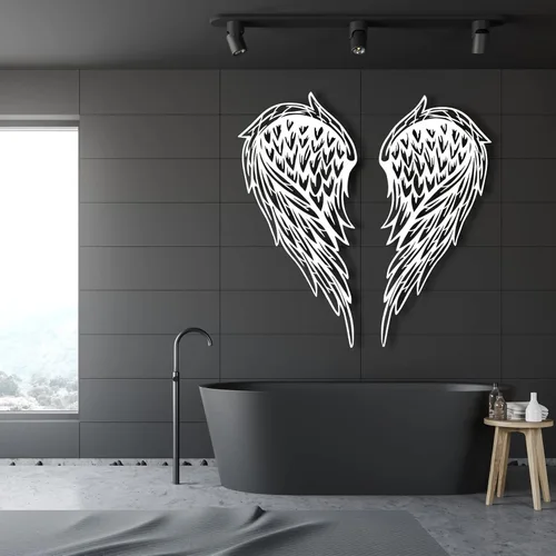 Vista 7 de Arte de pared de metal, alas de ángel de metal, decoración de pared de alas de ángel, arte de pared de alas de ángel de metal, aniversario - regalos
