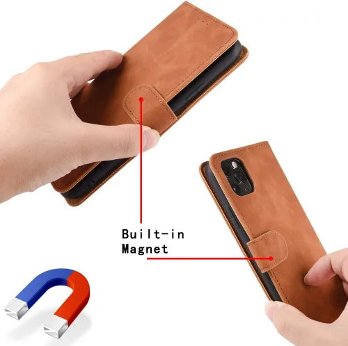 Vista 3 de Compatible con Honor X7, cubierta trasera magnética de cuero plegable con ranura para tarjeta para Honor X7