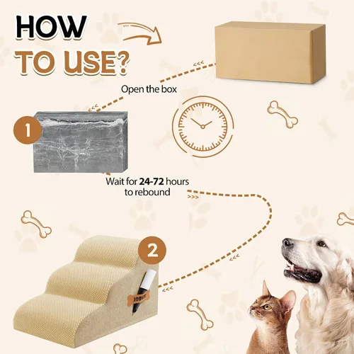 Vista 5 de Escaleras para perros Romrol, rampa para camas y sofás, escalones extra anchos para mascotas con cubierta duradera impermeable y antideslizante