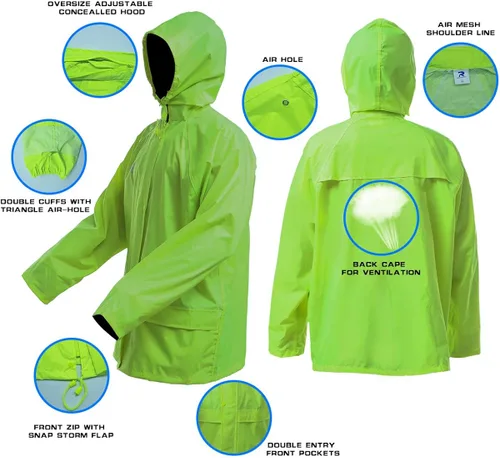 Vista 2 de Traje impermeable ligero con chaqueta y pantalones para hombres y mujeres
