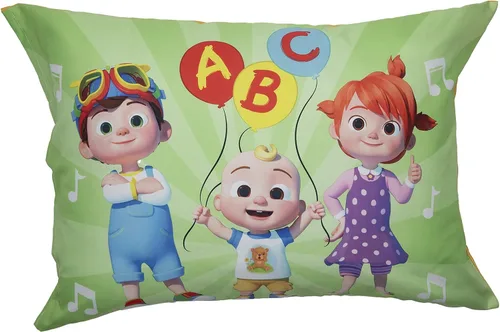 Vista 5 de CoComelon Juego de sábanas, se adapta a cama infantil o colchón de cuna, sábana bajera y funda de almohada, color blanco + verde