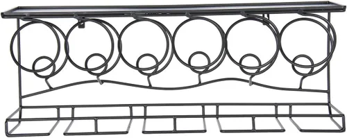 Vista 2 de Oenophilia Estante de pared para bar de vinos, estante de vino montado en la pared, soporte para botellas y copas de vidrio, estante de metal sólido