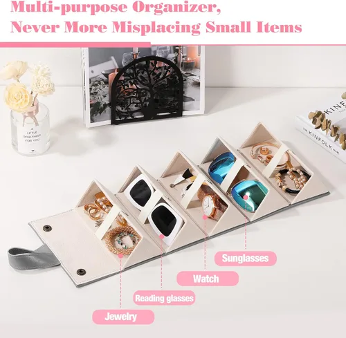 Vista 2 de MoKo - Organizador de gafas de sol con 5 ranuras, estuche de viaje para gafas de sol portátil, estuche de almacenamiento para mujeres y hombres