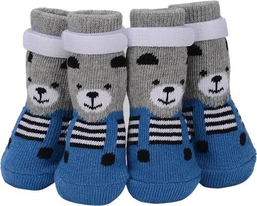 Vista 8 de PETLOFT Calcetines antideslizantes para perro, 4 piezas calcetines antideslizantes para interiores con correa de cierre desmontable ajustable