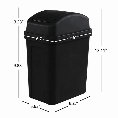 Vista 3 de Juego de 4 botes de basura pequeños de 7 litros con tapa giratoria, cubo de basura de plástico negro