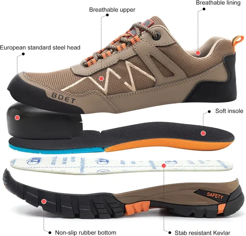 Vista 6 de Steel Toe Sneakers Comfortable Safety Shoes for Men Steel Toe Shoes for Women Non Slip Construction Work Shoes