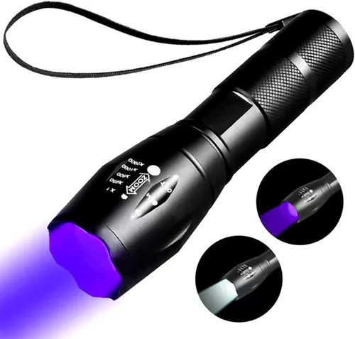 Vista 8 de Linterna dos-en-uno con luz blanca y luz verde, linterna verde recargable, linterna táctica verde al aire libre con zoom, 2 modos.
