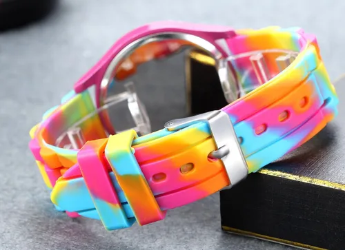 Vista 6 de Lancardo Women's Quartz Watch Rhinestone Rainbow Color Silicon Jelly Fun Play Colorful Casual Dress Wrist Watches Birthday