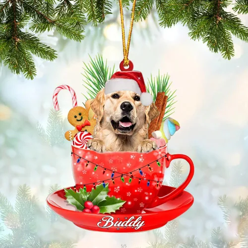 Vista 20 de Alaskan Malamute - Adorno de tetera de perro sentado en una tetera de Navidad, adorno de Navidad con nombre personalizado, adorno de automóvil