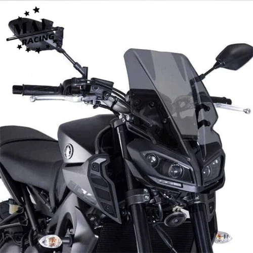 Vista 3 de GLoyer Motorcycle Windshield Motorcycle Windshield WindScreen Visor Viser Wind Deflector Fits Compatible with MT09 MT-09 17 FZ-09 FZ09 2017 2018