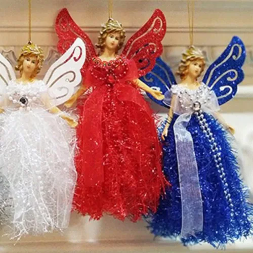 Vista 4 de Ochine Adornos de ángel para árbol de Navidad, decoración colgante de muñeca linda para adorno de árbol de Navidad