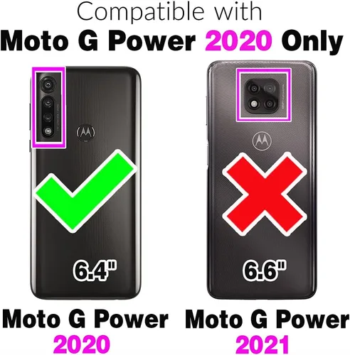 Vista 2 de Asuwish Funda compatible con Moto G Power 2020 y protector de pantalla de vidrio templado, accesorios de celda, soporte para tarjetas, soporte