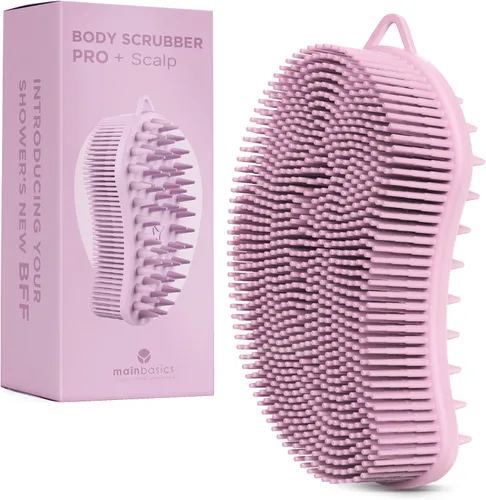 Vista 14 de MainBasics - Limpiador corporal de silicona de doble cara, negro, masaje Limpiador de ducha con nodos de masaje, alternativa de esponja