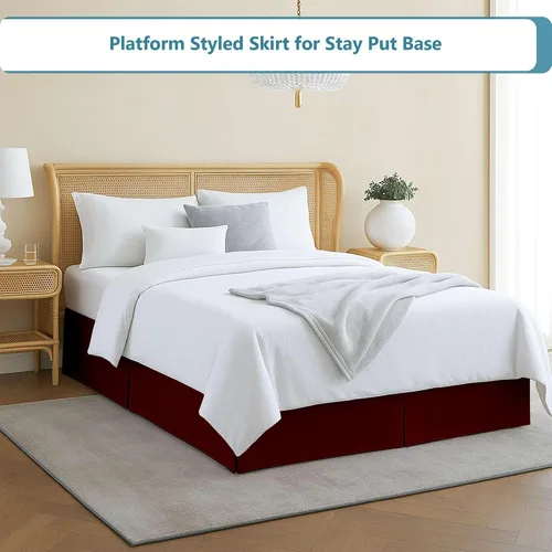 Vista 2 de Falda de cama plisada Full XL para dormitorio, fácil ajuste con caída entallada de 8 pulgadas, microfibra sin arrugas, ligera, aspecto clásico