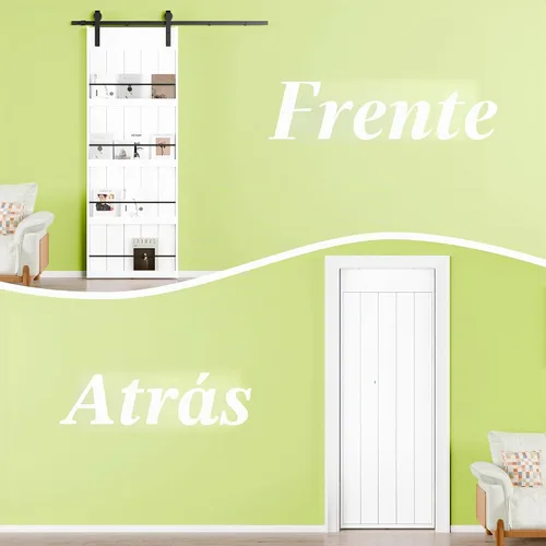 Vista 6 de BARNER HOME Puerta corrediza de granero de 30" x 84", puerta de granero estilo estante con kit de herrajes de 6 pies, hecha de MDF imprimado Negro