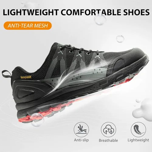 Vista 4 de Wantdo Zapatos de senderismo impermeables para hombre, botas de senderismo ligeras