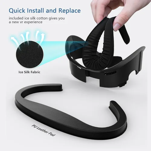 Vista 5 de AMVR Face Cover Pad Facial Interface Compatible with MetaOculus Quest 3 Accessories, with Soft PU Face Cushion Pad Replacement for Quest 3 and