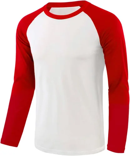 Vista 6 de Camisetas de béisbol deportivas básicas de algodón suave de manga larga raglán 3/4 para hombre