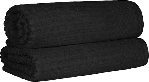 Vista 150 de Superior Juego de 6 toallas de algodón sólido y acanalado, toallas de cara de 13 x 13 pulgadas, toallas de mano de 16 x 28 pulgadas, toallas de baño