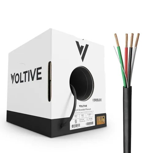 Vista 17 de Voltive Cable de altavoz 12/2, Plenum CL3P, blanco, 500 pies - 12 AWG, 2 conductores, cobre trenzado sin oxígeno, listado UL - V-1214-2