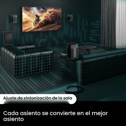 Vista 8 de Hisense HT Saturn - Barra de sonido de 4.1.2 canales con subwoofer inalámbrico, Dolby Atmos, DTS:X, Bluetooth 5.3, EzPlay, paso HDMI 4K, compatible