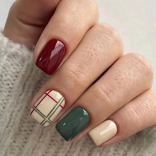 Vista 11 de Uñas postizas a presión ataúd de longitud corta, 24 piezas de cobertura completa, reutilizables, brillantes, uñas postizas con pegamento, uñas