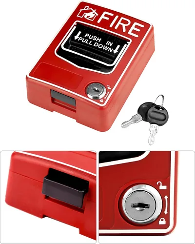Vista 5 de QWORK Estación de Alarma de Sonido y Luz de Emergencia con Cable, Sirena Estroboscópica de Cuerno de 12 / 24V CC con Botón de Alarma de Pánico