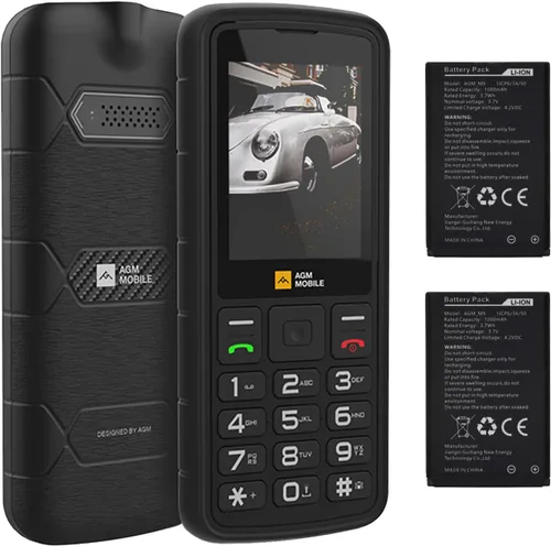Vista 8 de AGM Teléfono con funciones M9, compatible con 4G LTE T-Mobile, 3 ranuras para tarjetas/128 GB TF expandir, IP68 impermeable/a prueba de caídas