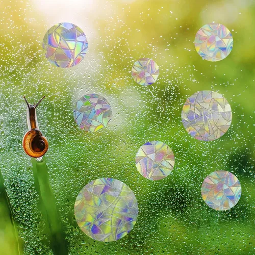 Vista 3 de ROROP 36 calcomanías de arco iris anticolisión para ventana, evita que los pájaros se colisionen en ventanas, vinilo prismático no adhesivo