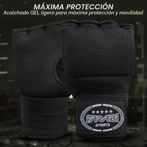 Vista 6 de Farabi - Guantes de boxeo híbridos para niños con protectores de manos, para boxeo, guantes de boxeo de punzonamiento Todo negro