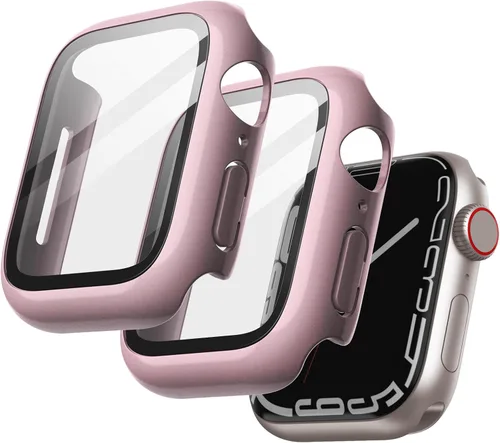 Vista 25 de JETech Funda para Apple Watch SE 3/2/1, Series 6/5/4 de 1.575 in, color negro con protector de pantalla, vidrio templado incorporado, alta