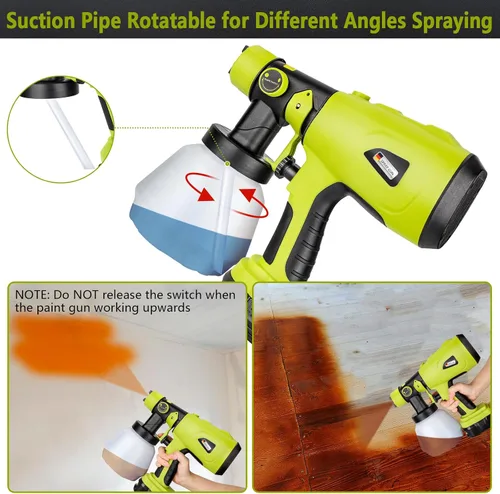 Vista 5 de Pulverizador de pintura inalámbrico compatible con batería Ryobi One de 18V, capacidad de 1000ml, pistola de pintura en aerosol HVLP, 3 patrones y 4