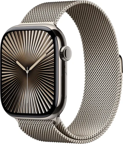 Vista 12 de Apple Watch Series 10 [GPS 42 mm] Smartwatch con caja de aluminio negro brillante y correa deportiva negra - M/L. Rastreador de fitness, aplicación