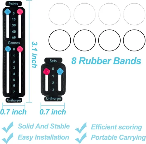 Vista 6 de Uniharpa Raqueta de tenis portátil y marcador de pádel, tablero de puntuación pequeño fácil de montar para mantener la puntuación de puntos
