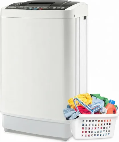 Vista 10 de Nictemaw Lavadora portátil de 17.8 libras con bomba de drenaje, 2.4 pies cúbicos de lavadora y secadora completamente automática, 10 programas, 8