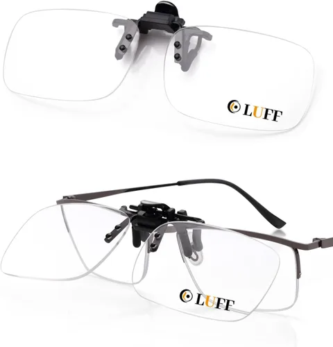 Vista 9 de LUFF Clip On Reading Glasses,Flip Up Blue Light Blocking Readers for Myopia Sturdy Fits Most Glasses Anti-slip Silicone Pads Rimless Design
