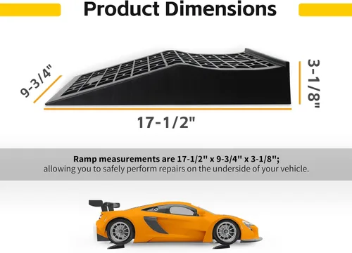 Vista 2 de MAXXHAUL 50699 Rampas de automóvil de perfil bajo para mantenimiento y exhibición de vehículos, inclinación corta para soporte de gato de piso