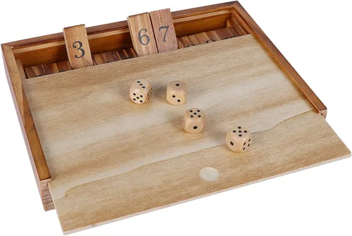 Vista 3 de Glintoper Set de Juego de Mesa Shut The Box y 4 en fila, Juego Clásico de Dados de Madera con Números y Alinea 4 para Niños y Familia, Decoración
