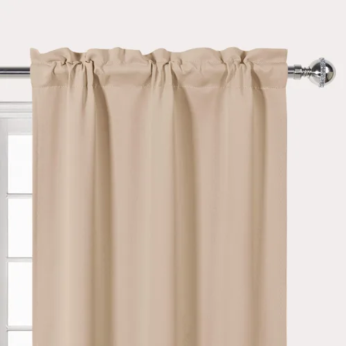 Vista 3 de DWCN Cenefa para ventana de cocina, con bolsillo para barra, para ventana, sala de estar/sótano, 36 x 16 pulgadas de largo, 1 panel, beige