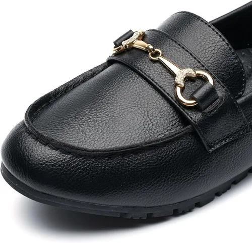 Vista 4 de Women's Wide Casual Comfort Loafers Slip on Flat Shoes Women's Penny Loafers with Arch Support Women Dressy Buckle Moccasions