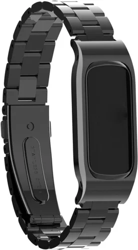Vista 2 de Correa de reloj de metal compatible con Samsung Galaxy Fit2 SM-R220 de acero inoxidable con marco protector de caja de repuesto para Fit 2 SM-R220