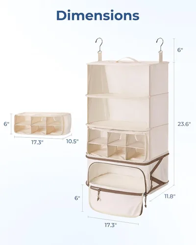 Vista 4 de Large Travel Storage Bag Set, Beige Suitcase Organizer for Packing and Organization