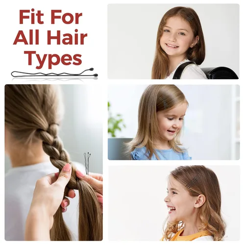 Vista 6 de 300 horquillas negras, horquillas para el cabello para mujeres, niñas y niños, pinzas para el cabello de ondas invisibles a granel con caja de Negro